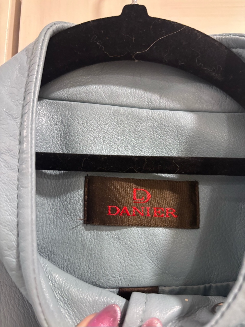 Vintage DANIER Pale Blue Genuine Leather Moto Racer Jacket Women's Lrg 3961 NEW - Picture 3 of 14